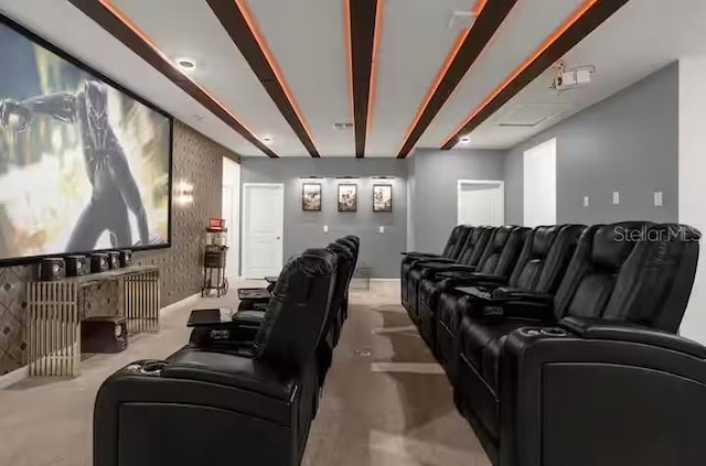 view of carpeted home theater