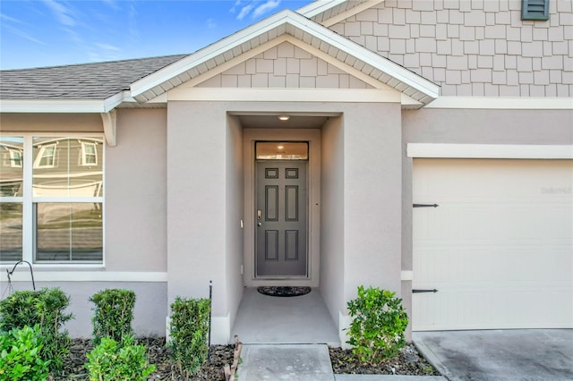 entrance to property with a garage