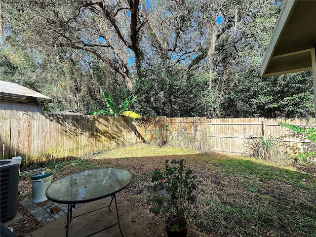 view of yard featuring central air condition unit