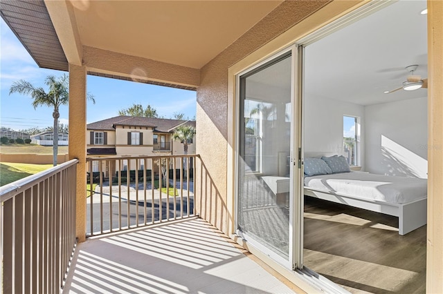 balcony with ceiling fan