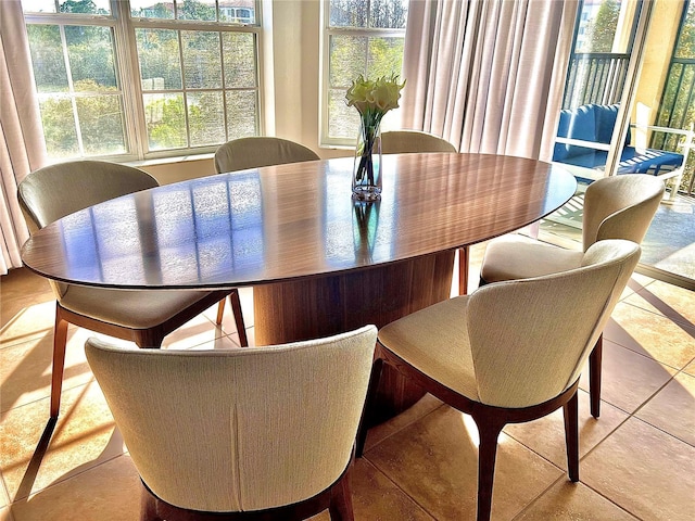 tiled dining space with a healthy amount of sunlight