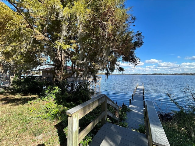 view of dock featuring a water view