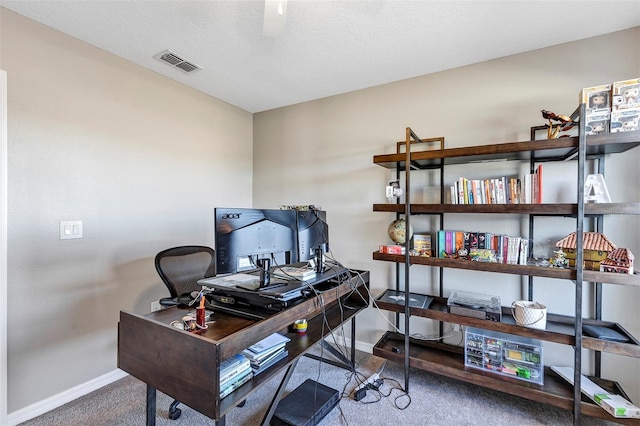 view of carpeted office space