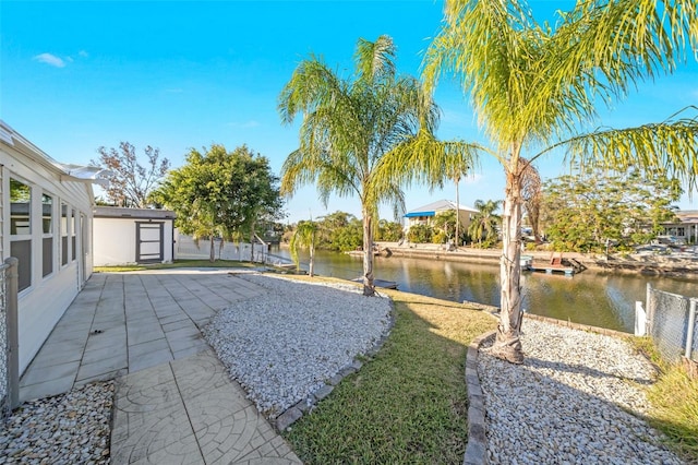 view of yard with a water view