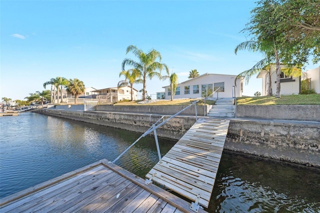 dock area featuring a water view