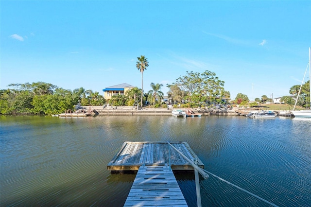 view of dock featuring a water view