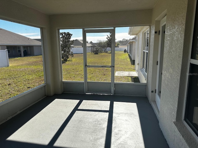 view of unfurnished sunroom