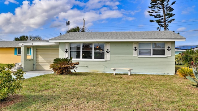 ranch-style home with a front yard