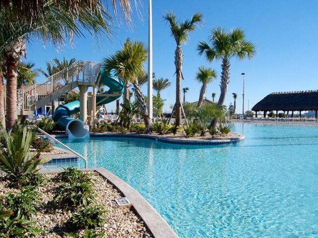 view of pool with a gazebo and a water slide