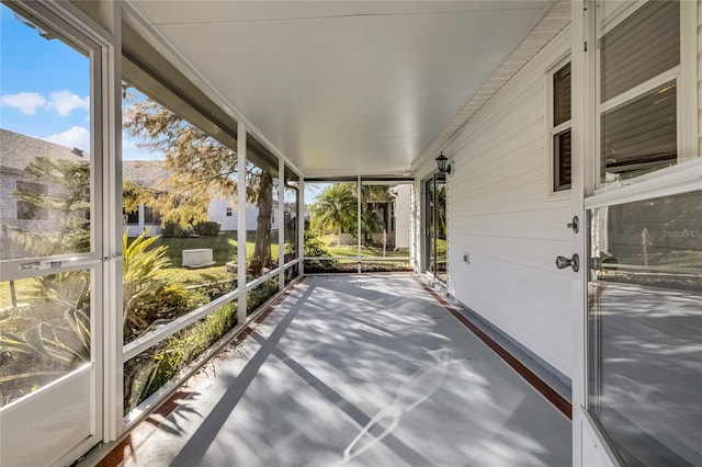 view of unfurnished sunroom