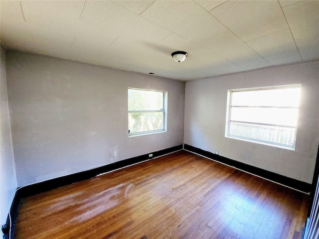 unfurnished room featuring a healthy amount of sunlight and dark wood-type flooring