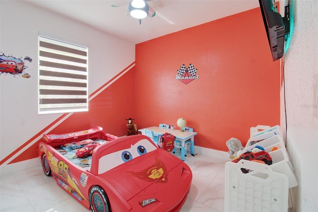 bedroom featuring ceiling fan