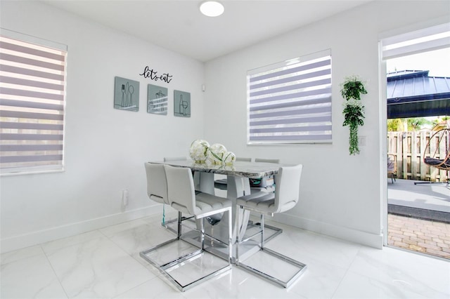 dining area featuring plenty of natural light