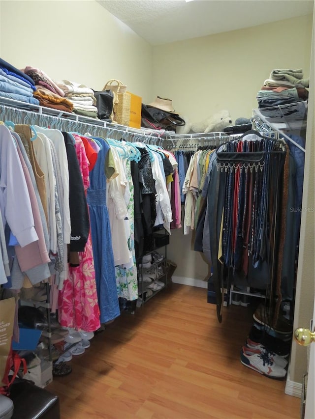 walk in closet featuring hardwood / wood-style floors