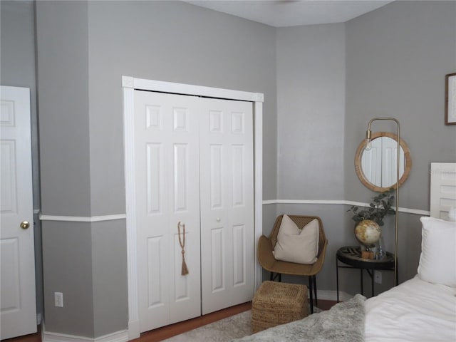 bedroom featuring a closet and hardwood / wood-style flooring