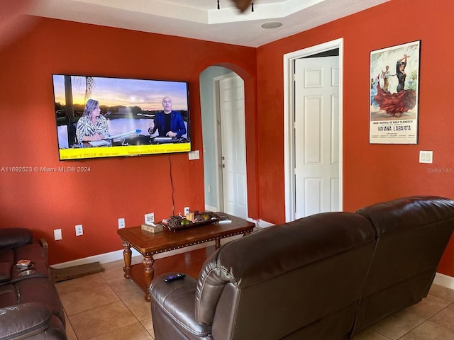 view of tiled living room