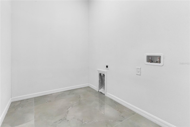 clothes washing area featuring electric dryer hookup and washer hookup