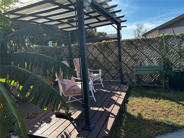 wooden deck with a pergola