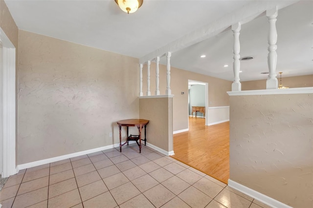 empty room with light hardwood / wood-style floors