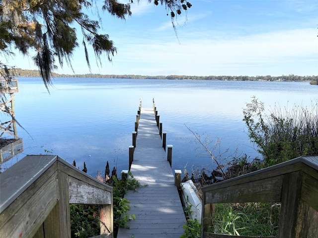 dock area featuring a water view