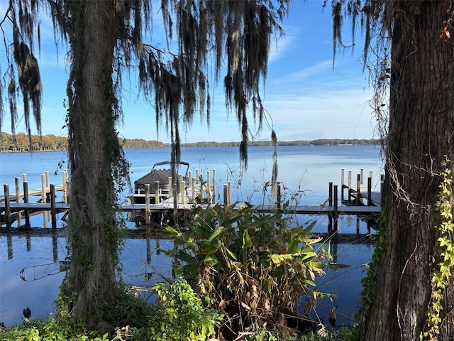 view of dock featuring a water view