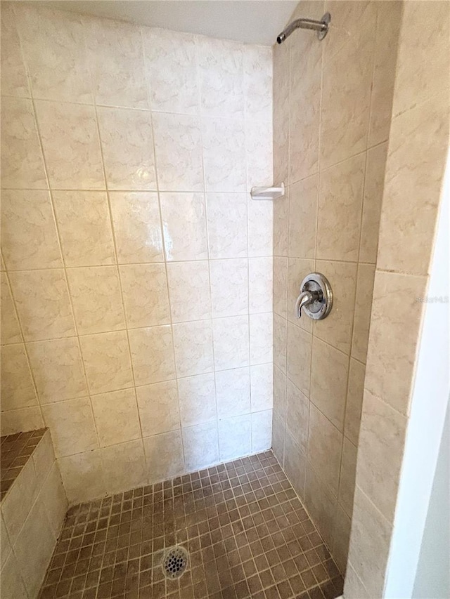 bathroom with a tile shower