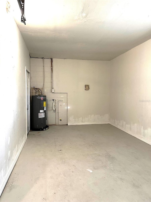 basement with electric water heater