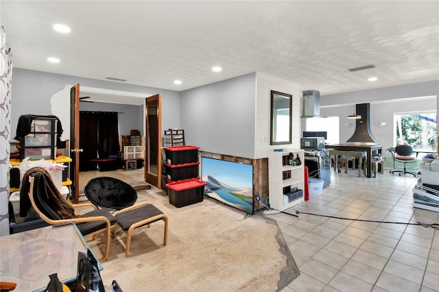 view of tiled living room