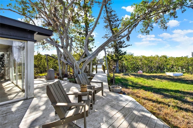 view of patio featuring a wooden deck