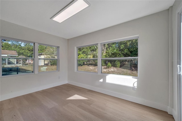 spare room featuring light wood-type flooring and a wealth of natural light