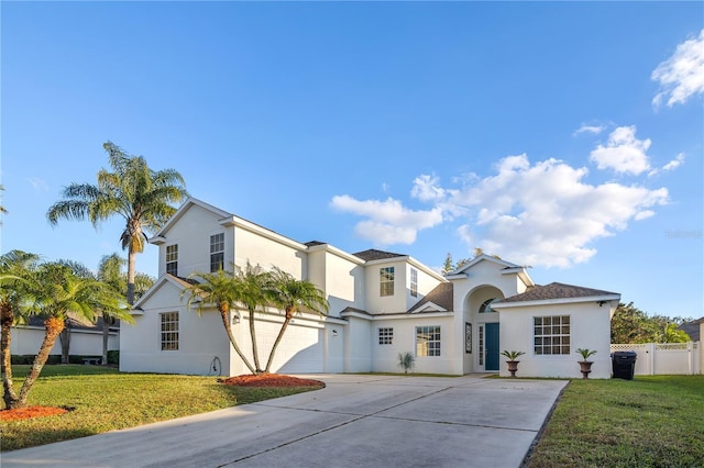 view of front of home with a garage and a front yard