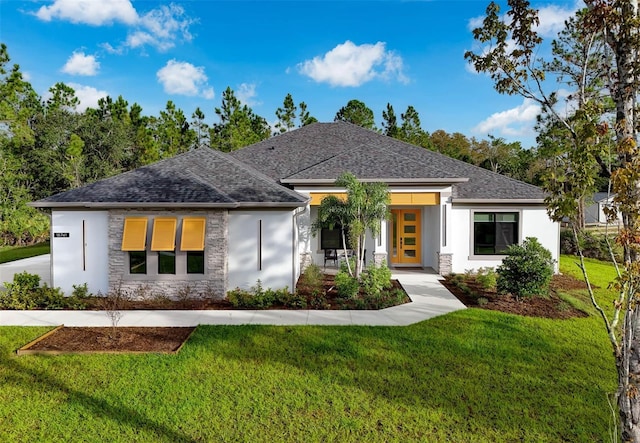 view of front of house featuring a porch and a front yard