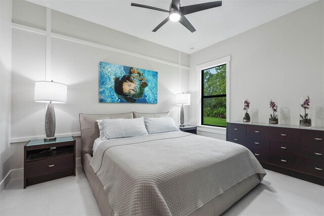 bedroom featuring ceiling fan