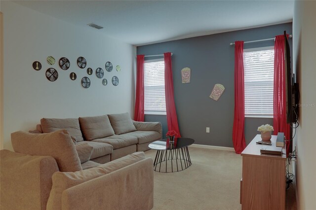 carpeted living room with plenty of natural light