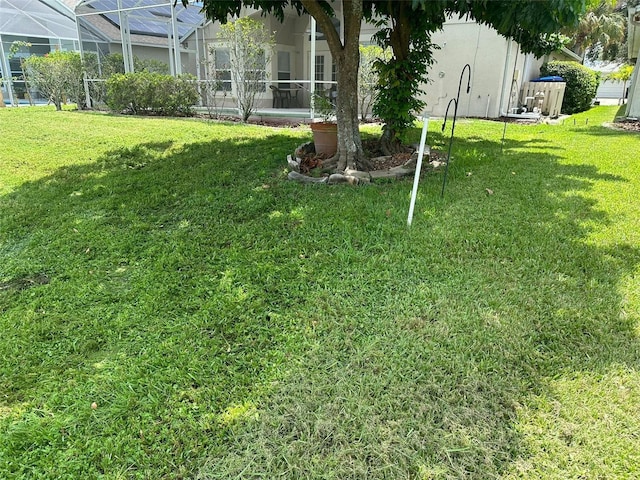 view of yard with a lanai