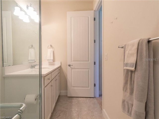 bathroom featuring vanity and tile patterned floors