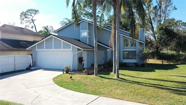 front of property featuring a garage and a front lawn