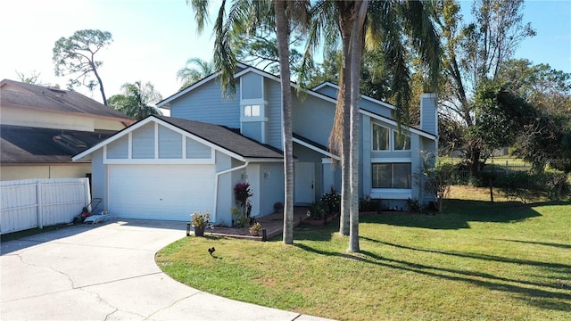 front of property featuring a front yard and a garage