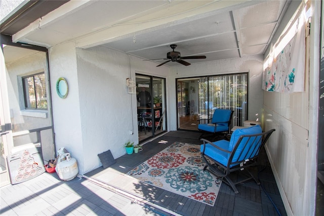 view of patio / terrace featuring ceiling fan