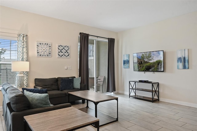 living room featuring light hardwood / wood-style flooring