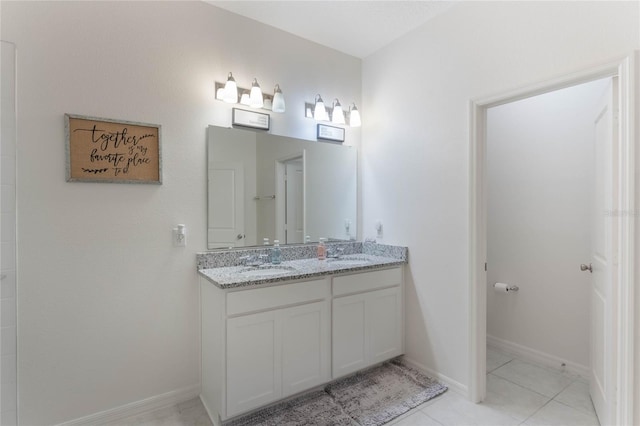 bathroom with tile patterned floors and vanity