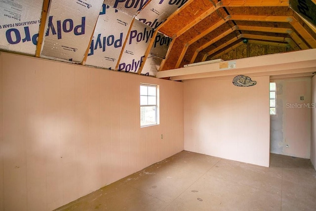 interior space featuring vaulted ceiling