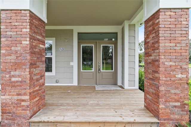 property entrance with french doors