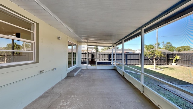 view of unfurnished sunroom