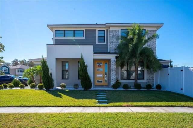 view of front facade with a front yard