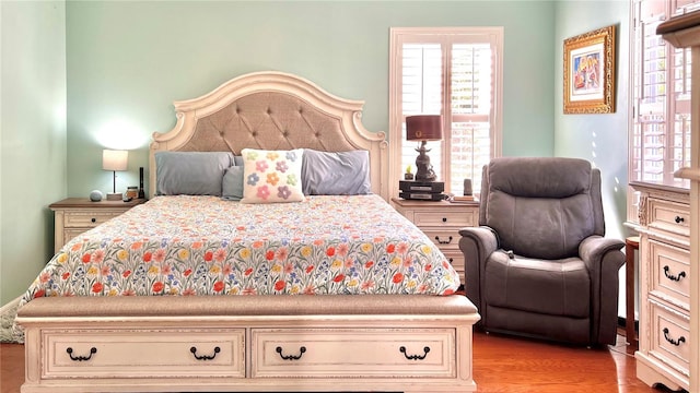 bedroom featuring light hardwood / wood-style flooring