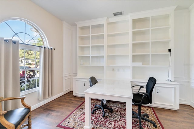 office featuring dark hardwood / wood-style floors