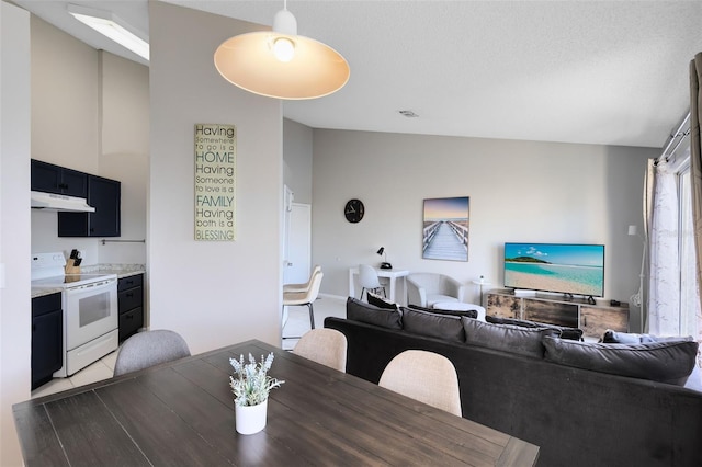 dining room with vaulted ceiling