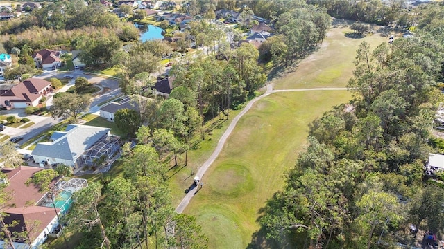 aerial view featuring a water view and a residential view