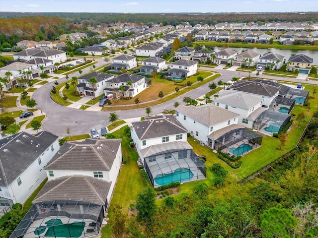 drone / aerial view with a residential view